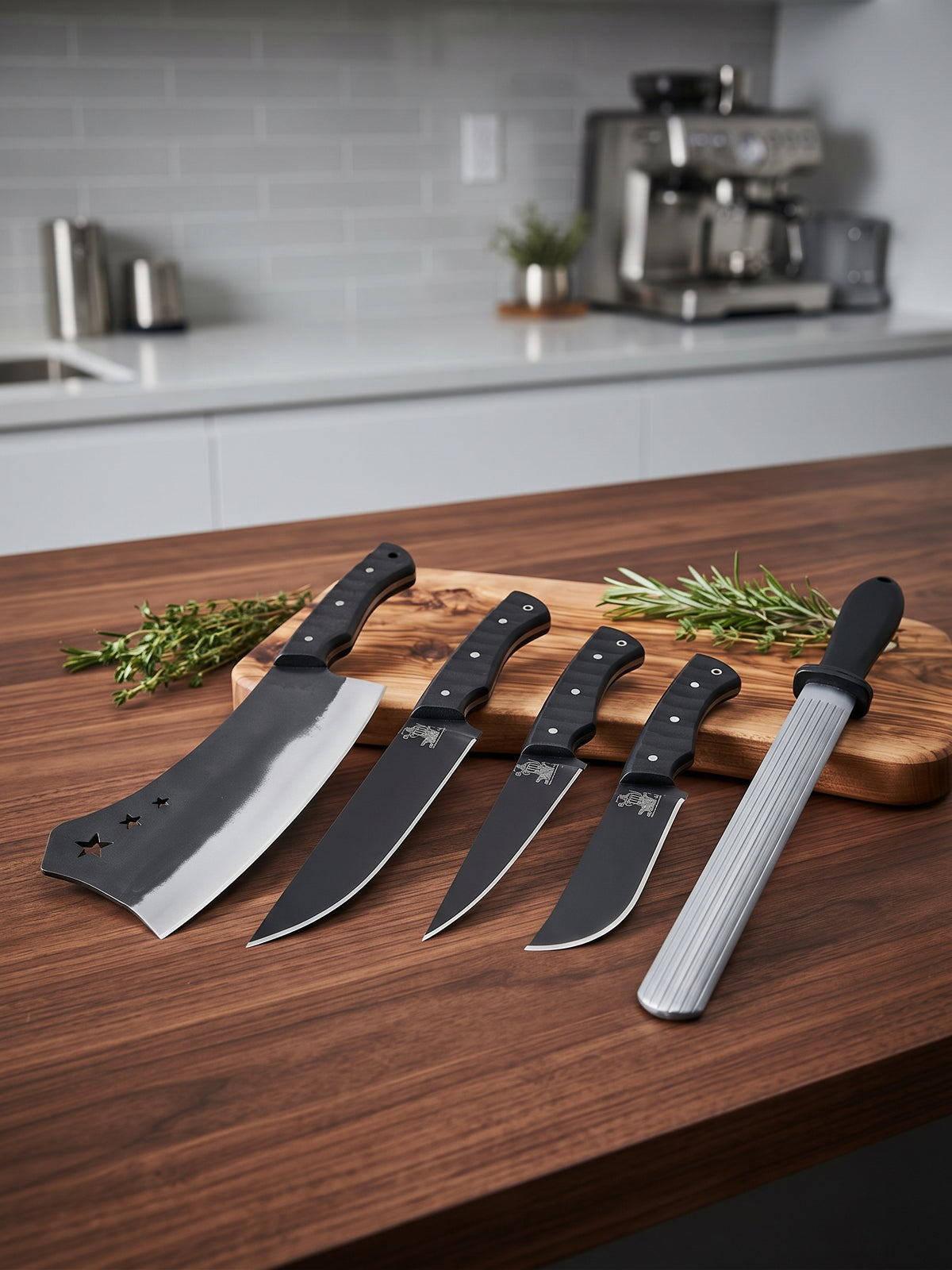 Professional Butcher Knife Set Karadayı (Cleaver + Honing Steel + Bag)
