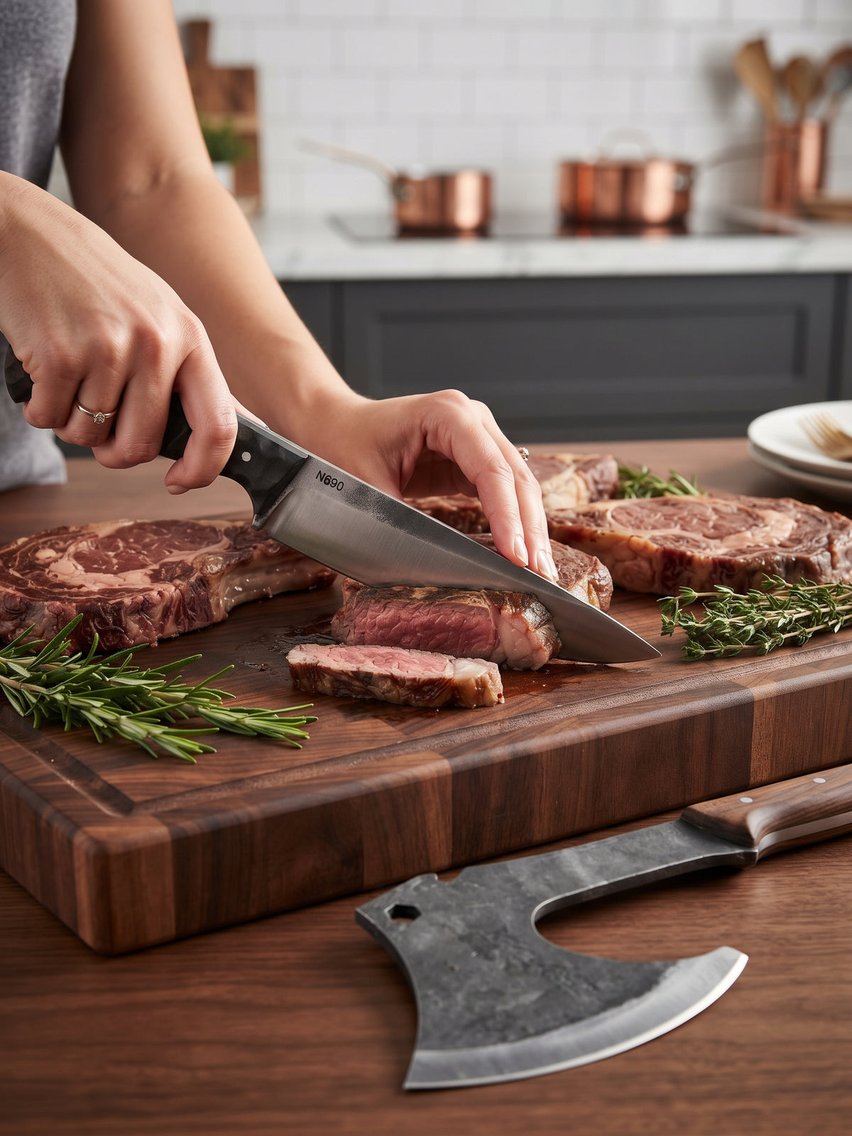 N690 Butcher Knife & Bone Axe