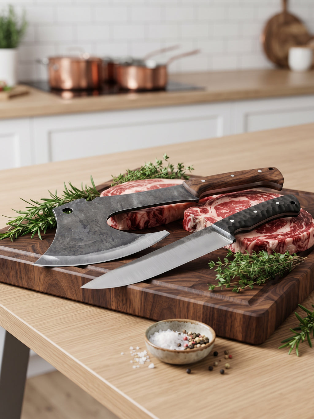 N690 Butcher Knife & Bone Axe