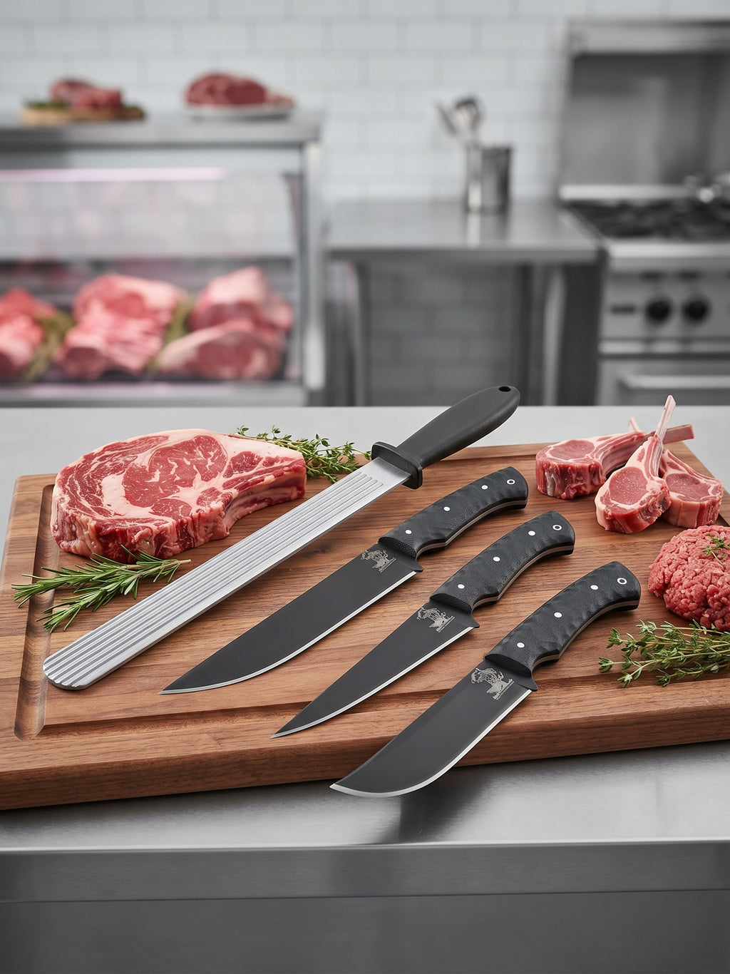 Professional Butcher Knife Set Karadayı + Honing Steel